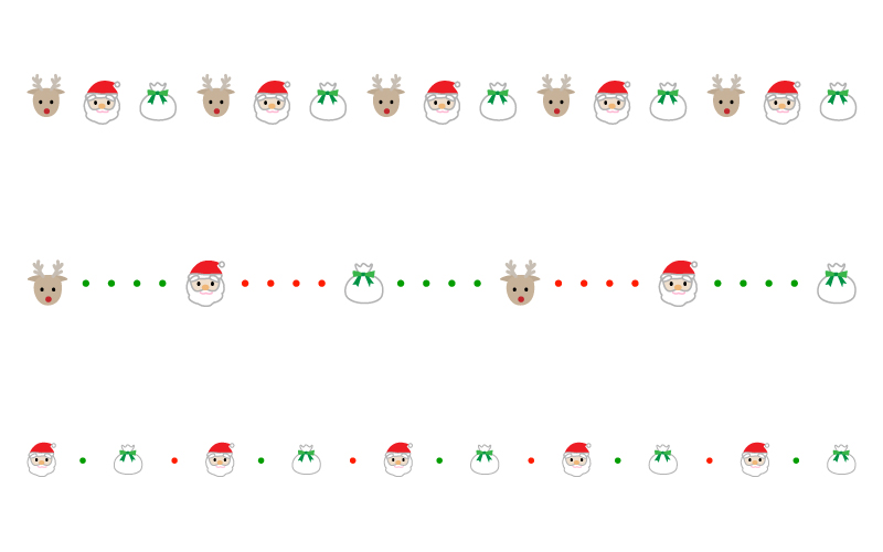 サンタやトナカイのクリスマスの罫線イラスト