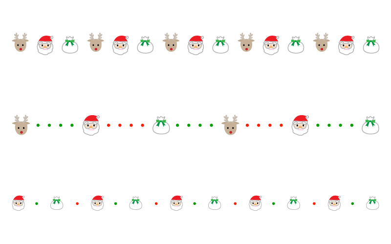サンタやトナカイのクリスマスの罫線イラスト 無料の線 ライン素材 飾り罫線イラスト Com