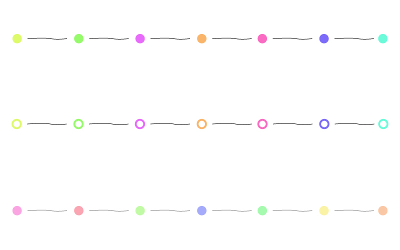 カラフルな丸と手書き線の罫線イラスト 無料の線 ライン素材 飾り