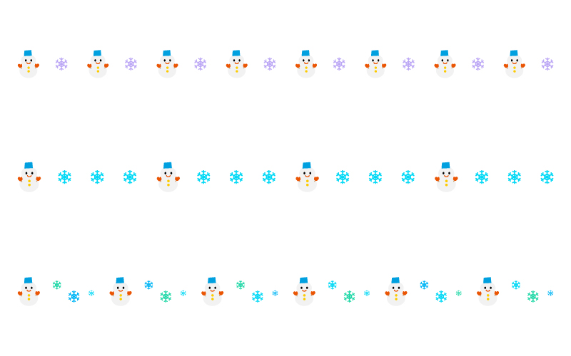 雪の結晶と雪だるまの罫線イラスト 無料の線 ライン素材 飾り罫線