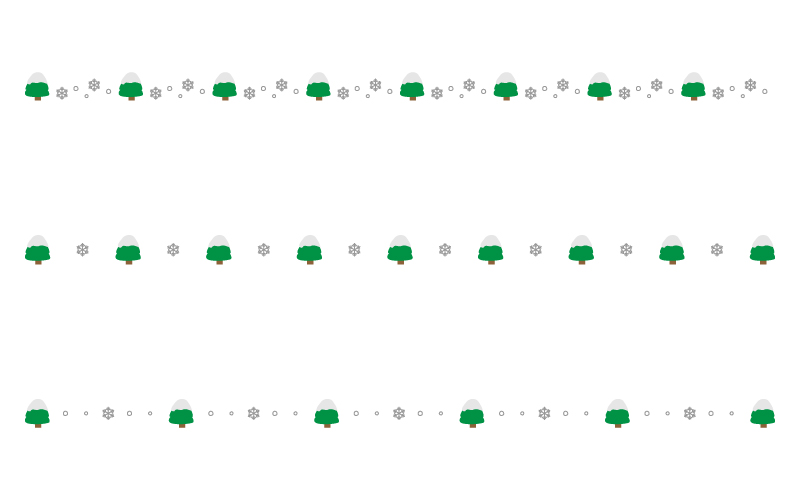 雪の結晶とツリーの罫線イラスト