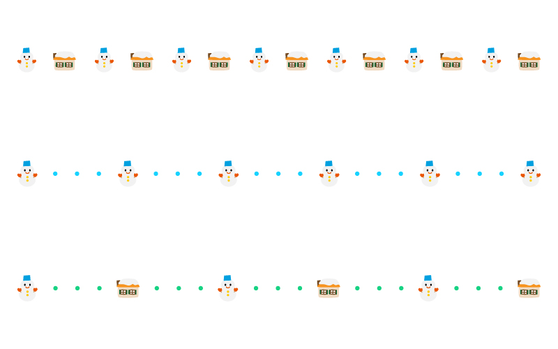 雪だるまとお家の罫線イラスト