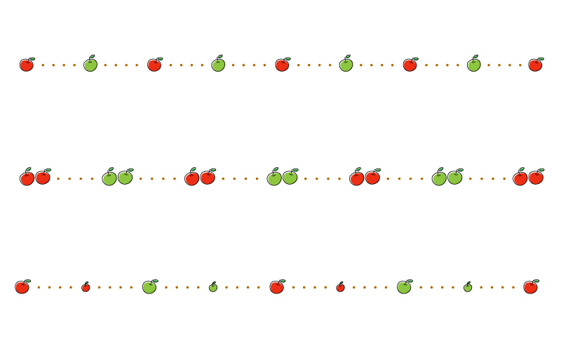 りんごと点線の罫線イラスト02 無料の線 ライン素材 飾り罫線