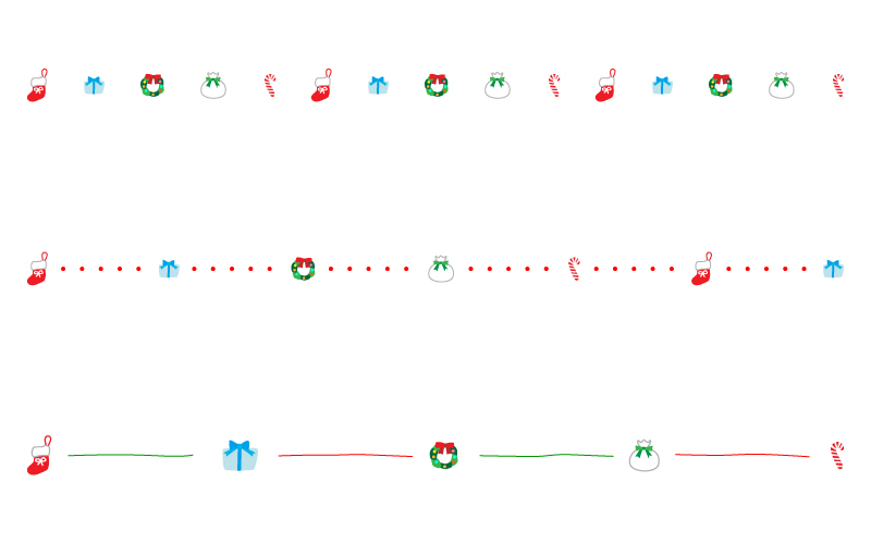 プレゼントなどのクリスマスの罫線イラスト 無料の線 ライン素材 飾り罫線イラスト Com