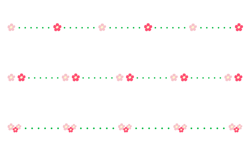 かわいい小花と点線の罫線イラスト 無料の線 ライン素材 飾り罫線イラスト Com