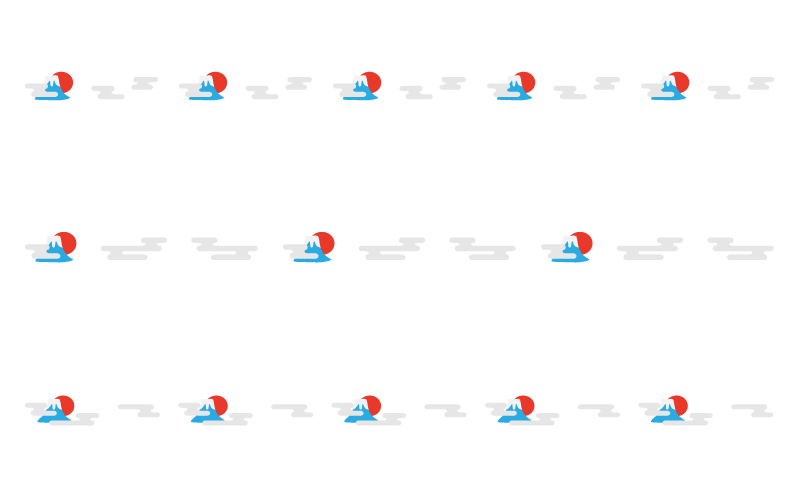 富士山と雲の罫線イラスト