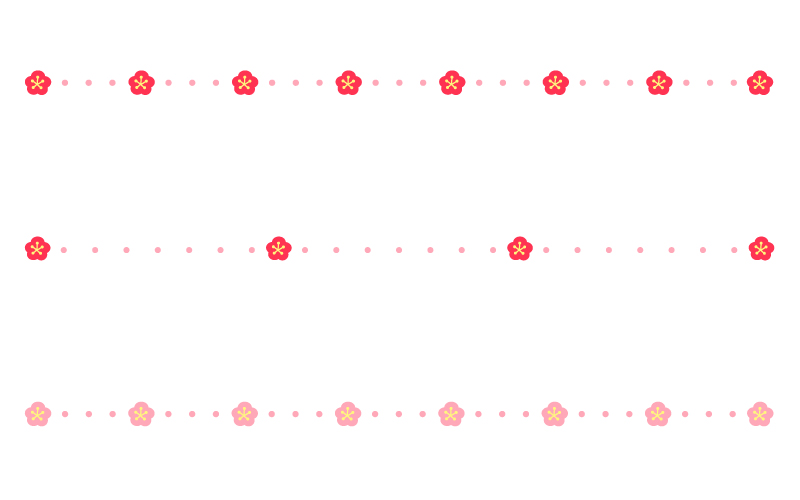 梅と点線の罫線イラスト
