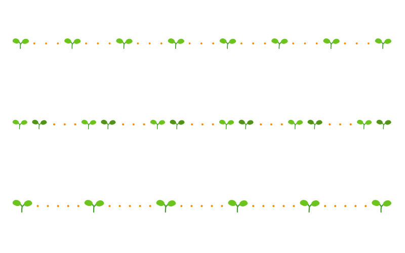 植物の芽と点線の罫線イラスト