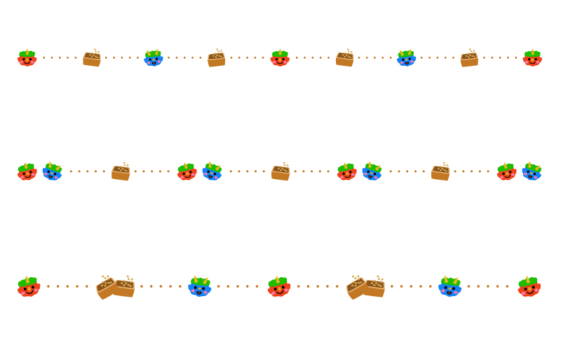 節分の鬼と点線の罫線イラスト 無料の線 ライン素材 飾り罫線