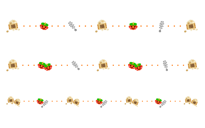 節分の鬼と点線の罫線イラスト02 無料の線 ライン素材 飾り罫線イラスト Com