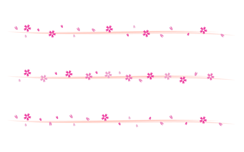 かすれ線と桜の花びらの罫線イラスト