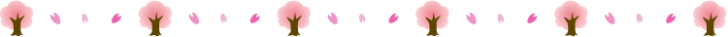 桜の木と花びらの罫線イラスト