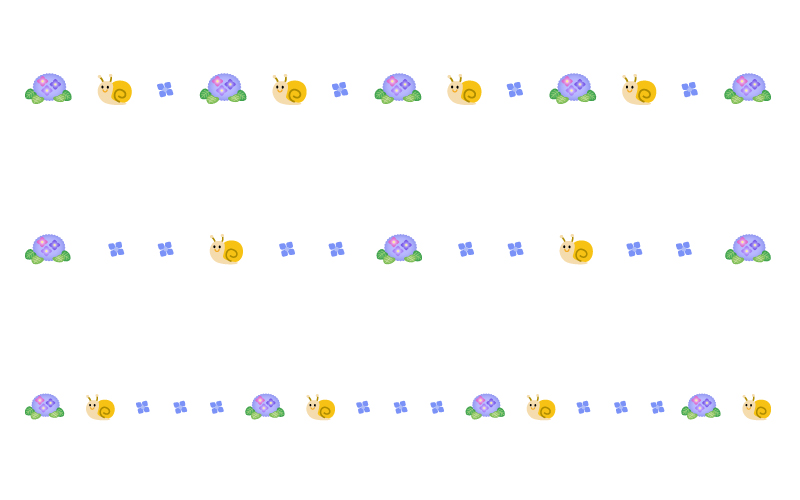 カタツムリと紫陽花の梅雨の罫線イラスト 無料の線 ライン素材 飾り罫線イラスト Com