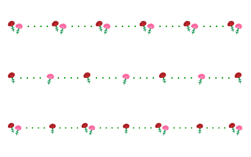 母の日 カーネーションと点線の罫線イラスト02 無料の線 ライン素材 飾り罫線イラスト Com