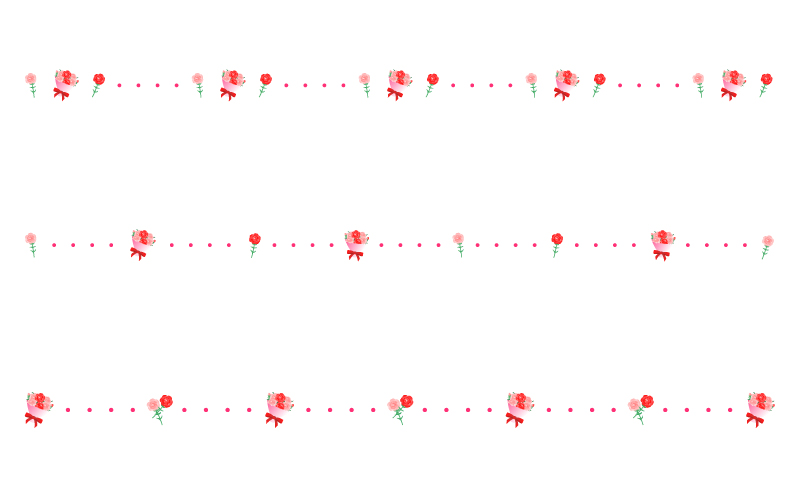 カーネーションと花束と点線の罫線イラスト
