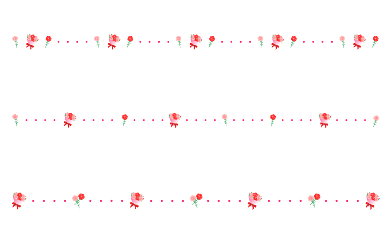 カーネーションと花束と点線の罫線イラスト 無料の線 ライン素材 飾り罫線イラスト Com