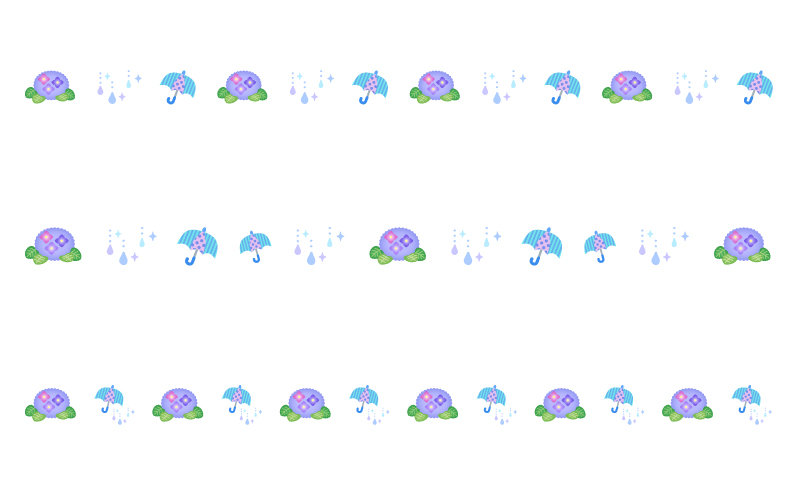 雨と紫陽花の梅雨の罫線イラスト
