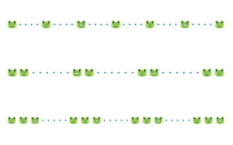 カエルと点線の罫線イラスト 無料の線 ライン素材 飾り罫線イラスト Com