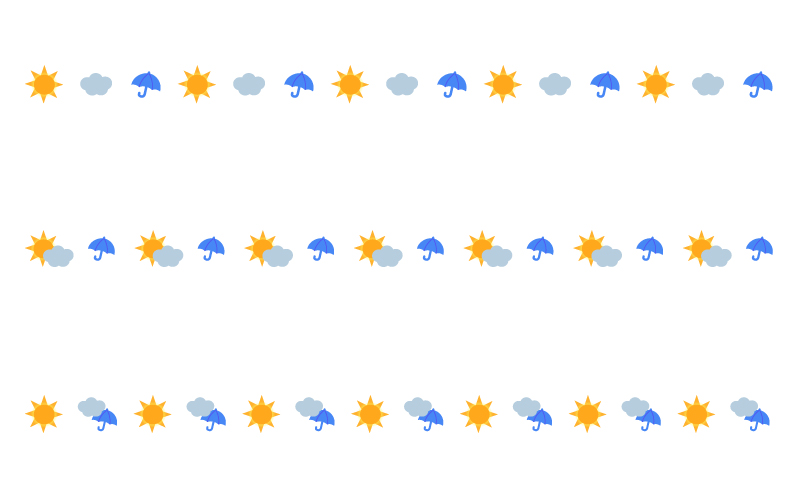 晴れと雲と雨の天気の罫線イラスト