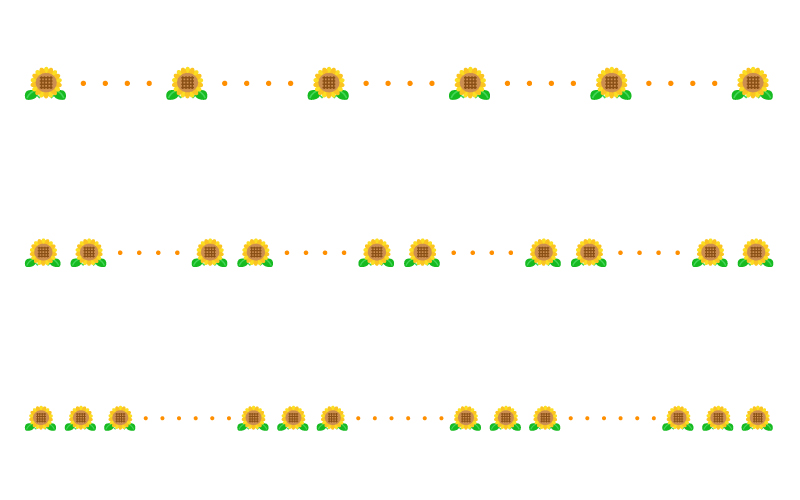 ひまわりと点線の罫線イラスト