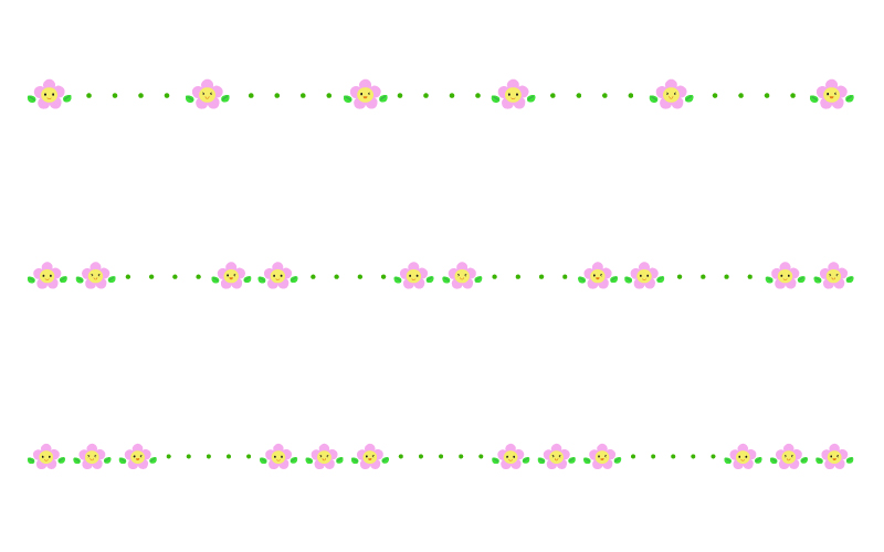 かわいいスマイルの小花と点線の罫線イラスト 無料の線 ライン素材 飾り罫線イラスト Com