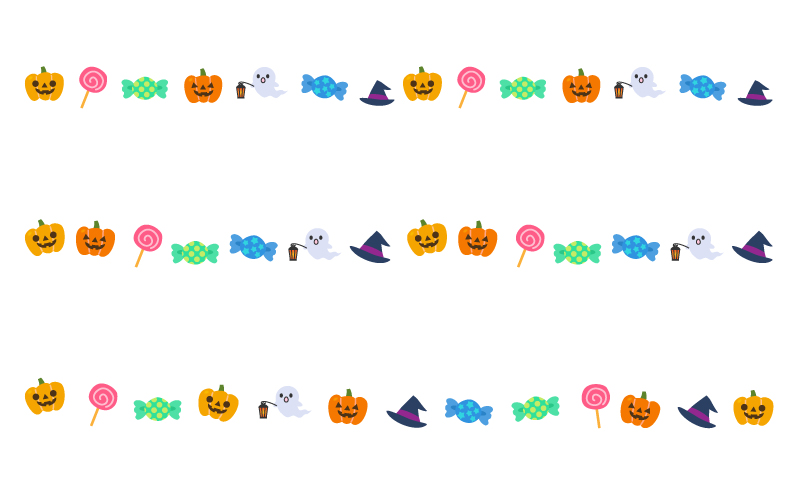 キャンディなどのハロウィンの罫線イラスト