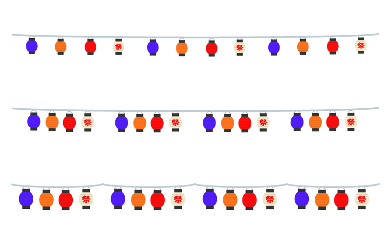 お祭りの提灯の罫線イラスト